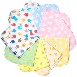 cluster Hand Gauze Handkerchief Set, Made in Japan, 100% Cotton, Double Layered Gauze, Thin, Quick Drying, For Whole Family, Skin Friendly, Pack of 10, Assorted Honey Patterns, 9.8 x 9.8 inches (25 x