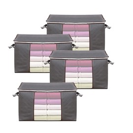 PUERHUACI Storage Bag, Clothes Storage, Pack of 4 Foldable Storage Bags, Foldable Underbed Clothes Storage, Storage with Reinforced Handle, Underbed Storage Bag