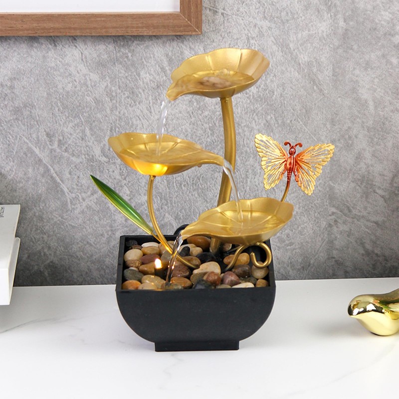 Water Fountain Indoor Metal Tabletop Fountain Waterfall 3-Tier Small Desk
