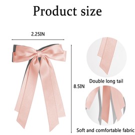 2 PCS Hair Bows for Women Silky Satin Korean Pink Bows Hair Clip Ribbon Hair Accessories for Girls Bow Hair