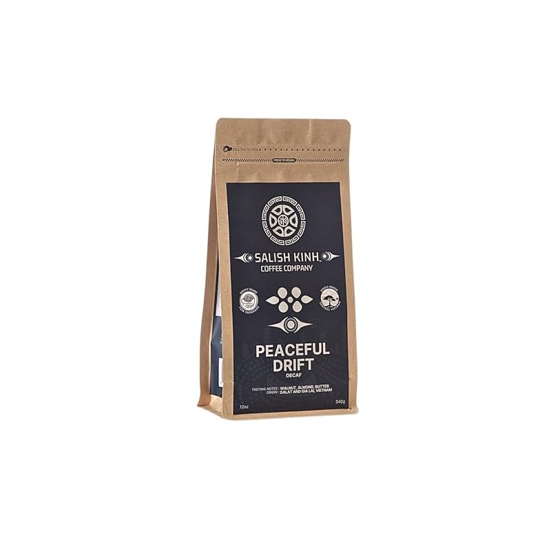 Salish Kinh, Peaceful Drift DECAF, 12oz Whole Bean Coffee, 100%