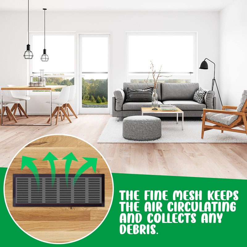 8pcs Floor Vent Mesh Covers, 4x12" Magnetic Air Vent Screen