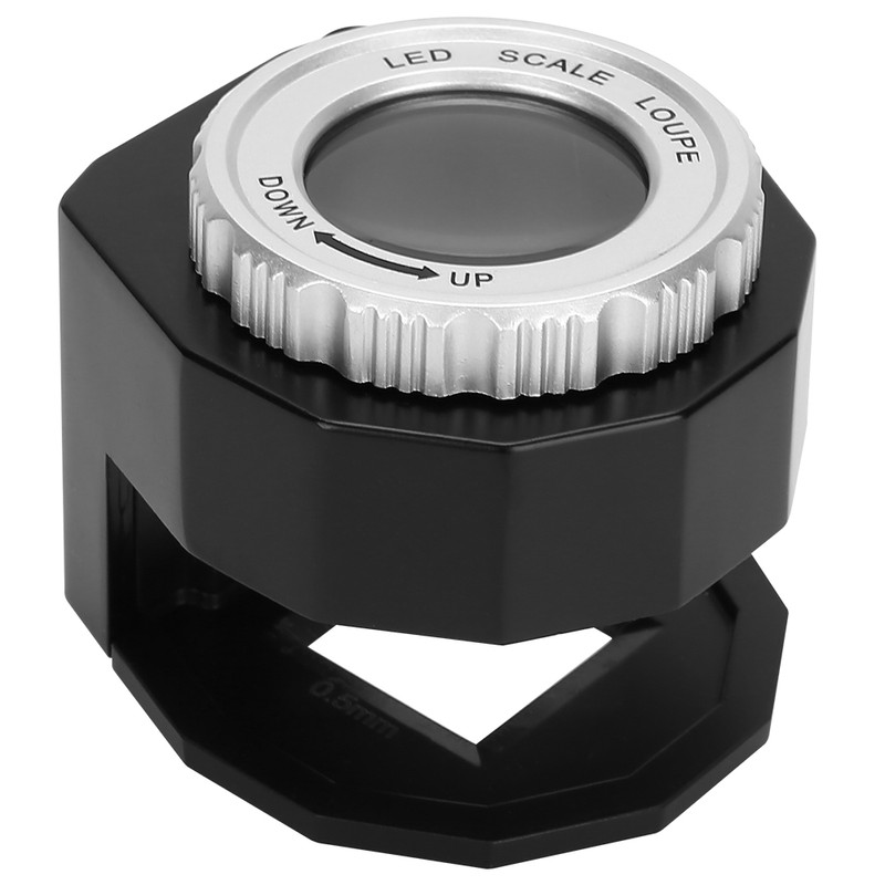 30X Magnifier Optical Glass Lens Magnifier Scale Full Metal LED