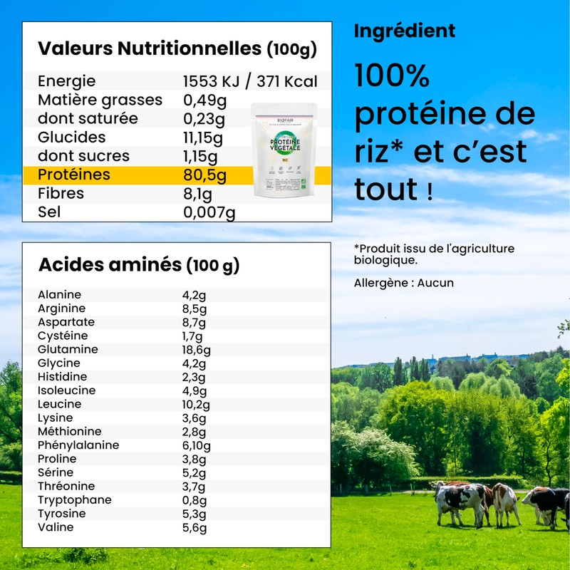 BIOFAIR NUTRITION Organic Plant Protein Rice - 500g/20 Doses -
