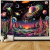 Tushelia Blacklight Galaxy Space Tapestry Neon Planet UFO Tapestries UV