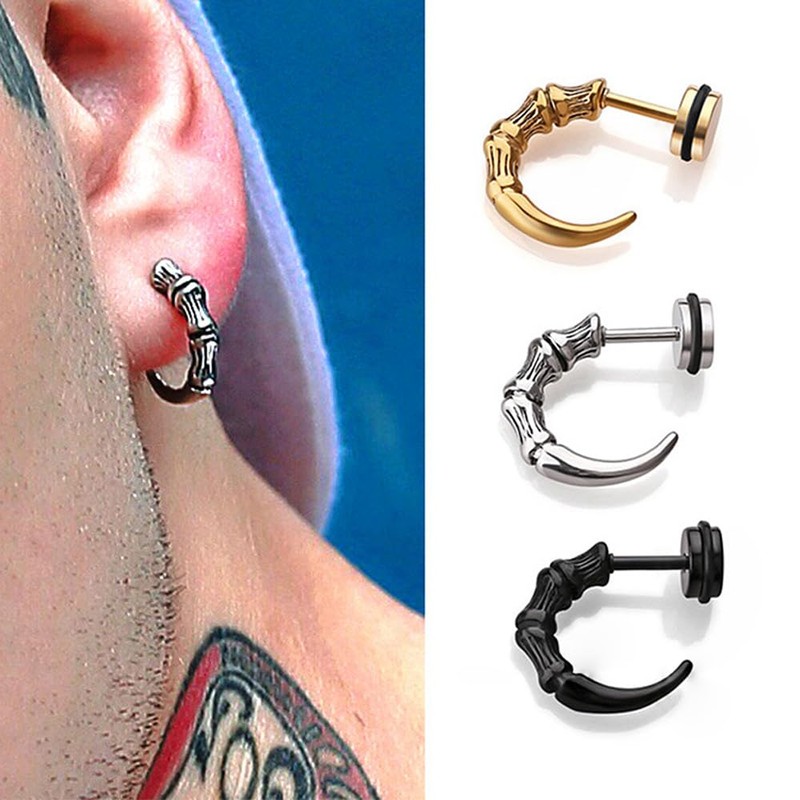 Dragon Claw Earrings For Men Stainless Steel Cool Punk Edgy