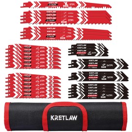 KRETLAW Reciprocating Saw Blades 36-Piece Replacement Saw Blade Set Made of HCS and Bi-Metal for Wood, Metal and Plastic with Handbag