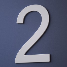 LUXYARD 3 Inch House Numbers Sticker Stainless Steel, Self-Stick Metal Address Number White Sign 2 (#2)