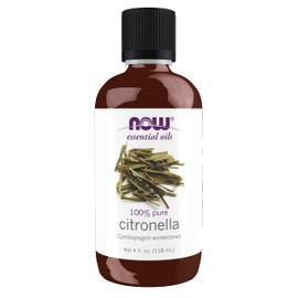 NOW Essential Oils, Citronella Oil, Freshening Aromatherapy Scent, Steam Distilled, 100% Pure, Vegan, Child Resistant Cap, 4-Ounce