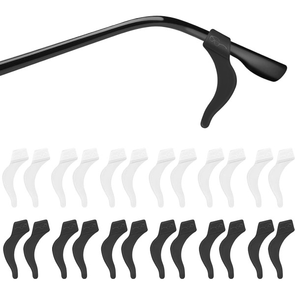 LDCREEE 12 Pairs Adjustable Eyeglass Ear Hooks Set Black Clear