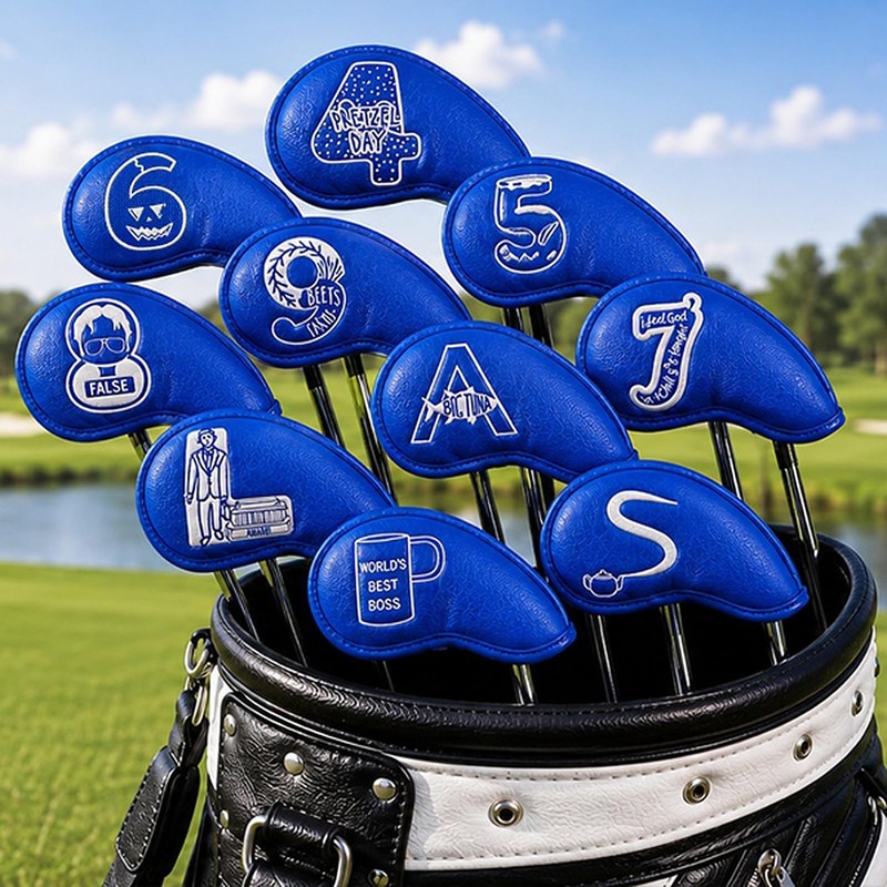 Office Themed Golf Iron Head Covers Set of 10, Leather