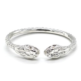 Better Jewelry Thick Snake Ends .925 Sterling Silver West Indian Bangle, 1 piece