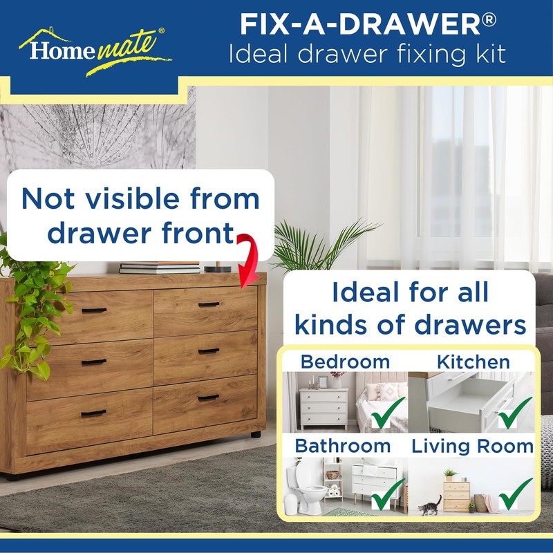 Homemate® Fix-A-Drawer™ - The ULTIMATE drawer protection! Mends sagging, broken,