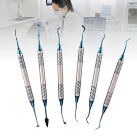 Moon & Back Kit Herramientas de Limpieza y Resina Dental 6 Pack - Juego de fresas de diamante, Set de espátula de relleno dental de resina compuesta con cabeza Chapada en Titanio