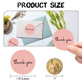 joycraft 500 Pcs Thank You Stickers, 1.5 inch Pink Thank You Stickers for Small Business, Paper Self-Adhesive Labels, Round Gift Labels for Gift Wraping, Party Favor, Bags