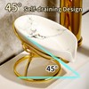 Dobbyby Leaf-Shaped Ceramic Soap Dish with Drain, Soap Holder, Soap