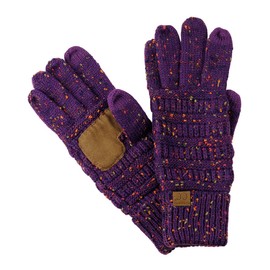 C.C Unisex Cable Knit Winter Warm Anti-Slip Touchscreen Texting Gloves, Confetti Purple