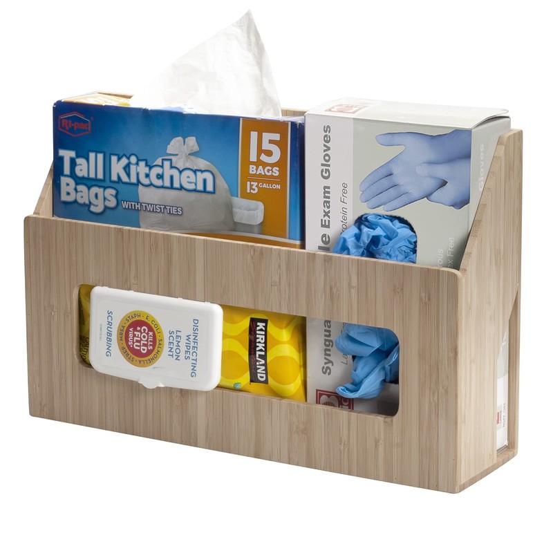 Bamboo Wall Mounted Kitchen Organizer & Holder for Foil, Wax