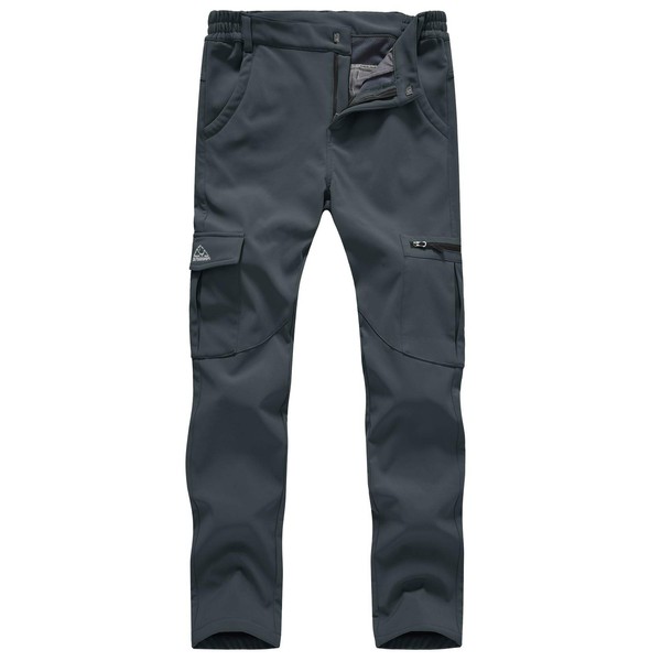 TBMPOY Women's Hiking Cargo Pants Outdoor Waterproof Windproof Softshell Fleece Snow Pants Gray M