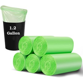 1.2 Gallon Biodegradable Trash Bags 120 pcs, 6-8L Bin Liners Bags Rubbish Bag Compostable Trash Bags, Tough, Compost Bags for Garden, Office, Home (Green)