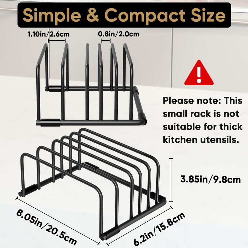 SAGLAU Heavy-Duty 5-Slot Cutting Board Organizer Rack, Space-Saving Kitchen Storage
