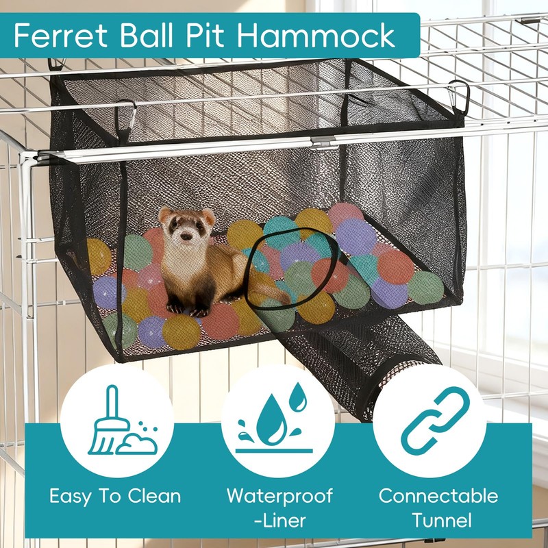 LITURTOO Ferret Hamster Ball Pit Hammock, Bunkbed Hammock Cage Toy