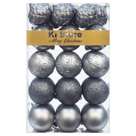 Art Beauty Grey Christmas Baubles 30pcs 60mm Shatterproof Christmas Tree Decoration Ornaments