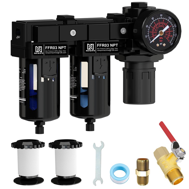NEWPO 3/8'' NPT Air Drying System,Double Compressed Air Regulator with