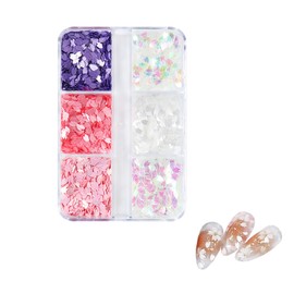 LUYING Nail Parts, Cherry Blossom Sequins, Resin, Thin, 3D Shape, Cherry Blossom Petals, 3D Nail Decoration Parts, Decorative Accessories, Cute, Sequins, 6 Mesh, Gel Nail (Cherry Blossom Petal A)
