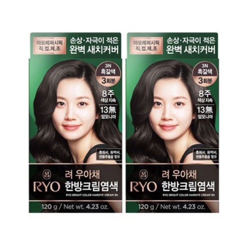 Ryo Uachae Stylish Gray Hair Cream 120g 4pcs Dark Brown