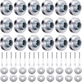Pangda Concave Wall Door Bumper Stop Silver Stainless Steel Wall Door Bumper with 1-1/8 Inch Gray Round Rubber Protector Stops(Silver,18 Pieces)