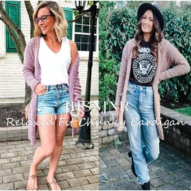 Jhsnjnr Womens Cardigan Casual Long Sleeve Knitted Sweater Open Front Fluffy Chunky Cardigan with Pockets Purple