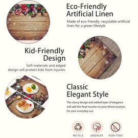 Christmas Placemats Set of 6,Table Mats Non-Slip Heat Resistant Washable Placemat for Party Kitchen Dining Table Decoration Indoor Outdoor