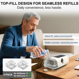 2 Pack Water Chambers for AirSense 11 AirCurve 11 Humidifier Easy Refill Water Tanks Improve Humidification Comfort CPAP Supplies with Direct Fill Port and Simple Maintenance