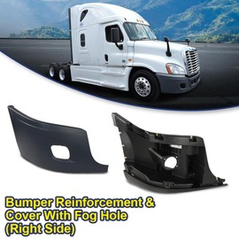 CHEDA Bumper Reinforcement & Cover With Fog Hole Compatible with 2008 2009 2010 2011 2012 2013 2014 2015 2016 2017 Freightliner Cascadia Right Side