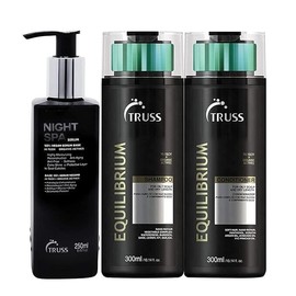 Truss Night Spa Hair Serum Bundle with Equilibrium Conditioner and Shampoo Set