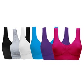 Women's Comfort Workout Sports Bra Low-Impact Activity Sleep Bras Pack of 6 XL