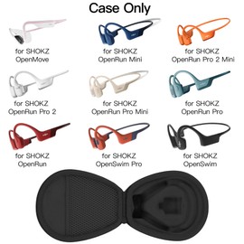co2CREA Hard Case for SHOKZ New OpenRun Pro 2/1/Mini, OpenRun Standard/Mini, OpenMove, OpenSwim Pro, OpenSwim, Compatible with All SHOKZ Open-Ear Bone Conduction Sport Headphones, Black Case