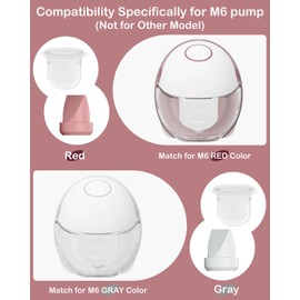 8PC M6 Breast Pump Replacement Accessories, Including 6pcs Duckbill Valve and 2pcs Diaphragms for Momcozy Mobile Style | M6, Replace for Momcozy Pump Parts, Not Original Parts, 8PC Red