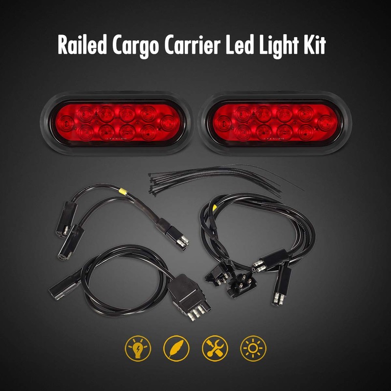 Partsam Red Cargo Carrier Hitch Rack Lights Kit, 2Pcs 6