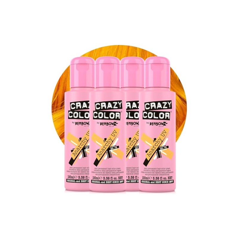Crazy Color Semi-Permanent Hair Dye Renbow 4 x Anarchy UV