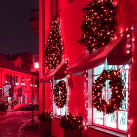 Twinkle Star 66ft 200 LED Christmas Tree String Lights UL Safe Certified Outdoor Fairy Lights Plug in, Expandable Green Wire Clear Bulbs Mini Lights 8 Modes, Xmas Wedding Party Decoration, Red