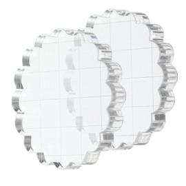 YOKIVE 2 Pack 2" Acrylic Stamp Block with Grid Lines Decorative, Transparent Acrylic Blocks Round, Great for Daily DIY, Crafts, Invitations, Cards