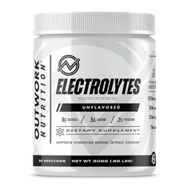 Outwork Nutrition Electrolytes Powder - Hydration Powder for Exercise Endurance & Muscle Cramp Relief - Instant Hydration, Electrolyte Drink Mix No Artificial Sweetener - Unflavored, 30 Serv