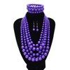 Juego de collar de perlas grandes de imitación para mujer,