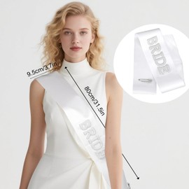 Pearl Bride Sash, White Rhinestone Bride to Be Sash with Diamond Pin Wedding Accessories for Bachelorette Party, Bridal Shower Decorations, Bridesmaid Gifts, Engagement Party Supplies