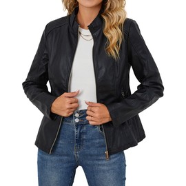 Bellivera Faux Leather Jackets for Women Moto Water Resistant Coat 37 Black XXL