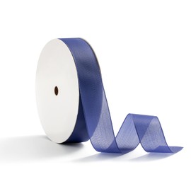 MORSUNBELA Ribbon Blue Wide Royal Blue Gift Ribbon Wedding Chiffon Ribbon Decorative Ribbon Fabric Ribbon Dark Blue, 25 mm x 13 m