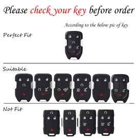 WSAuto Key Fob Cover Soft TPU Protection Car Key Case Shell with Fashion Gold Bling Keychain Compatible with 2015-2020 GMC Yukon/GMC Yukon XL, 2015-2020 Chevy Tahoe/Chevy Suburban blue
