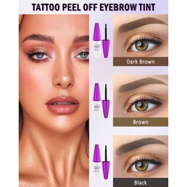 LYSdefeu Peel Off Eyebrow Tinting Gel Kit-2pcs Black Peel Off Eye Brow Tinted Gel, Waterproof Long-lasting Eyebrow Tattoos Gel, Up to 3 Days, Transfer-proof Brow Stain, Christmas Makeup Gift Set for Women-03#